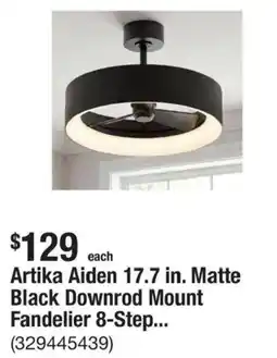 The Home Depot Artika Aiden matte black downrod mount fandelier offer
