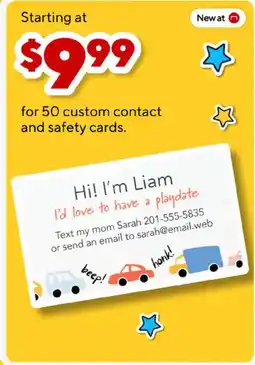 Staples Custom contact and safety cards offer