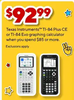 Staples Texas Instruments TI-84 Plus CE or TI-84 Evo graphing calculator offer