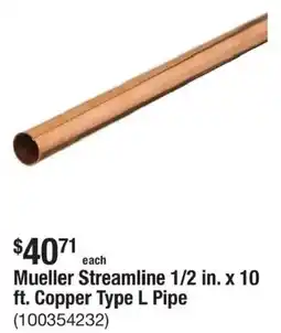 The Home Depot Mueller Streamline Copper Type L Pipe offer