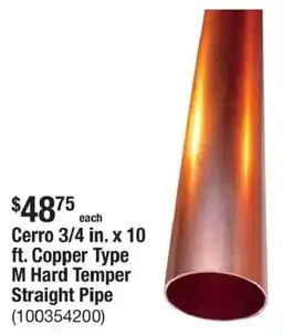 The Home Depot Cerro copper type m hard temper straight pipe offer