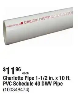 The Home Depot Charlotte Pipe pvc schedule 40 dwv pipe offer