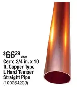 The Home Depot Cerro copper type l hard temper straight pipe offer