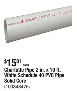 The Home Depot Charlotte Pipe White Schedule 40 PVC Pipe offer