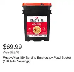 Costco ReadyWise 150 Serving Emergency Food Bucket (150 Total Servings) offer