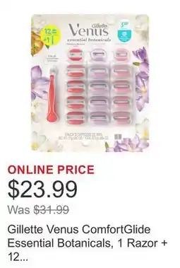 Costco Gillette Venus ComfortGlide Essential Botanicals, 1 Razor + 12 Cartridges Gel offer