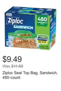 Costco Ziploc Seal Top Bag, Sandwich, 480-count offer