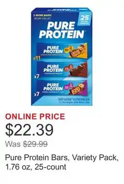 Costco Pure Protein Bars, Variety Pack, 1.76 oz, 25-count offer