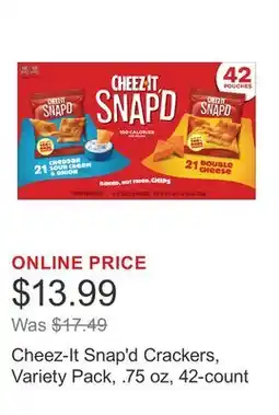 Costco Cheez-It Snap'd Crackers, Variety Pack, .75 oz, 42-count offer