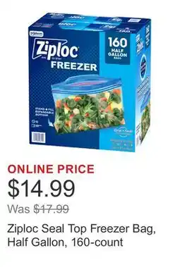 Costco Ziploc Seal Top Freezer Bag, Half Gallon, 160-count offer