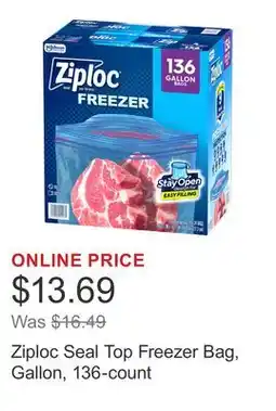 Costco Ziploc Seal Top Freezer Bag, Gallon, 136-count offer