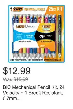 Costco BIC Mechanical Pencil Kit, 24 Velocity + 1 Break Resistant, 0.7mm Lead, 25-count offer