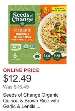 Costco Seeds of Change Organic Quinoa & Brown Rice with Garlic & Lentils, 6-count offer