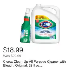 Costco Clorox Clean-Up All Purpose Cleaner with Bleach, Original, 32 fl oz Spray & 180 fl oz Refill offer