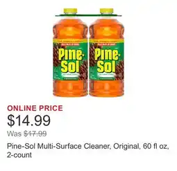 Costco Pine-Sol Multi-Surface Cleaner, Original, 60 fl oz, 2-count offer