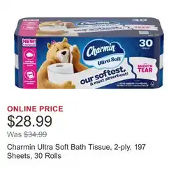 Costco Charmin Ultra Soft Bath Tissue, 2-ply, 197 Sheets, 30 Rolls offer