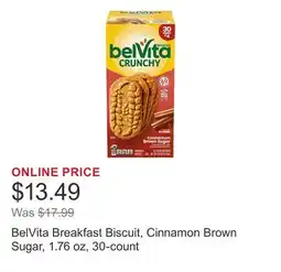 Costco BelVita Breakfast Biscuit, Cinnamon Brown Sugar, 1.76 oz, 30-count offer