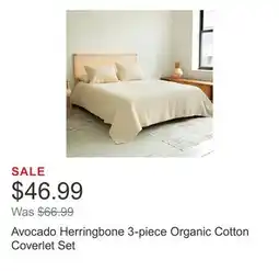 Costco Avocado Herringbone 3-piece Organic Cotton Coverlet Set offer