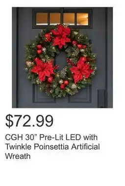 Costco CGH 30 Pre-Lit LED with Twinkle Poinsettia Artificial Wreath offer