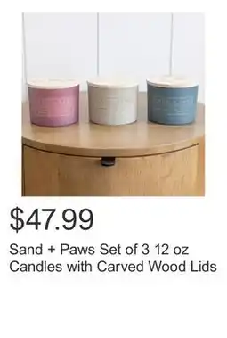 Costco Sand + Paws Set of 3 12 oz Candles with Carved Wood Lids offer