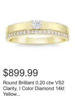 Costco Round Brilliant 0.20 ctw VS2 Clarity, I Color Diamond 14kt Yellow Gold Band offer