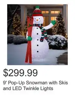 Costco 9' Pop-Up Snowman with Skis and LED Twinkle Lights offer