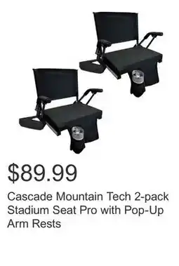 Costco Cascade Mountain Tech 2-pack Stadium Seat Pro with Pop-Up Arm Rests offer