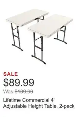 Costco Lifetime Commercial 4' Adjustable Height Table, 2-pack offer
