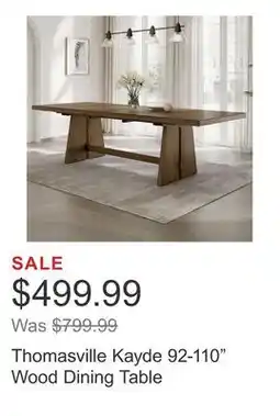 Costco Thomasville Kayde 92-110 Wood Dining Table offer