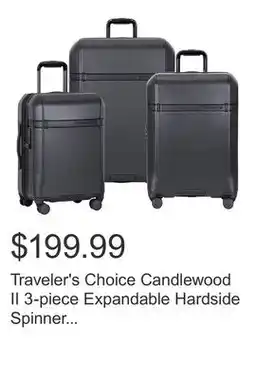 Costco Traveler's Choice Candlewood II 3-piece Expandable Hardside Spinner Luggage Set offer
