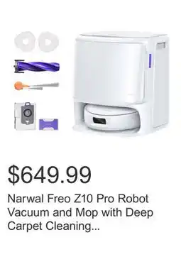 Costco Narwal Freo Z10 Pro Robot Vacuum and Mop with Deep Carpet Cleaning Performance offer