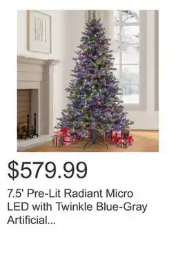 Costco 7.5' Pre-Lit Radiant Micro LED with Twinkle Blue-Gray Artificial Christmas Tree offer