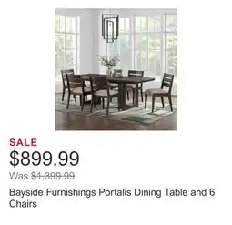 Costco Bayside Furnishings Portalis Dining Table and 6 Chairs offer