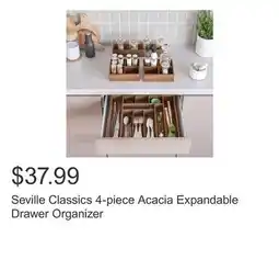 Costco Seville Classics 4-piece Acacia Expandable Drawer Organizer offer