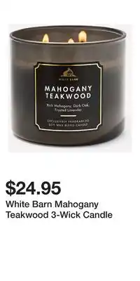 Bath & Body Works White Barn Mahogany Teakwood 3-Wick Candle offer