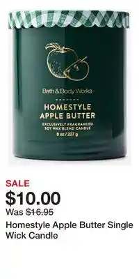 Bath & Body Works Homestyle Apple Butter Single Wick Candle offer