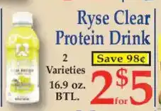 Market Basket Ryse Clear Protein Drink offer