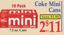 Market Basket Coke Mini Cans offer