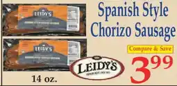 Market Basket Leidy's Spanish Style Chorizo Sausage offer