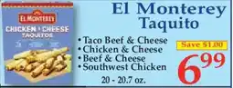 Market Basket El Monterey chicken & cheese taquitos offer