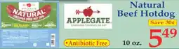 Market Basket Applegate natural beef hotdog offer