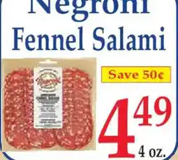 Market Basket Negroni Fennel Salami offer