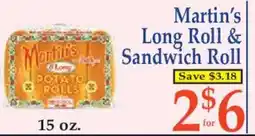 Market Basket Martin's long roll & sandwich roll offer