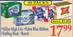 Market Basket Miller High Life Pabst Blue Ribbon Rolling Rock Busch offer
