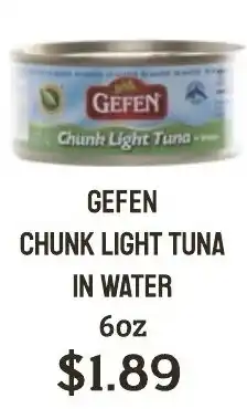Seven Mile Market Gefen chunk light tuna in water offer