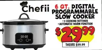 Chefii 6 qt. digital programmable slow cooker