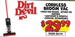 Ollie's Dirt Devil cordless broom vac offer