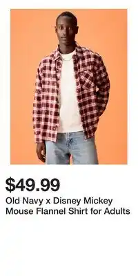 Old Navy Old Navy x Disney Mickey Mouse Flannel Shirt for Adults offer