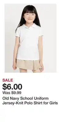 Old Navy Old Navy School Uniform Jersey-Knit Polo Shirt for Girls offer