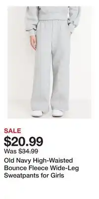Old Navy Old Navy High-Waisted Bounce Fleece Wide-Leg Sweatpants for Girls offer